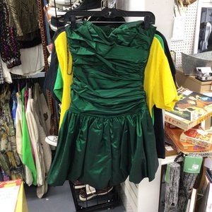 Vintage Positively Ellen Strapless Ruched Green Dress